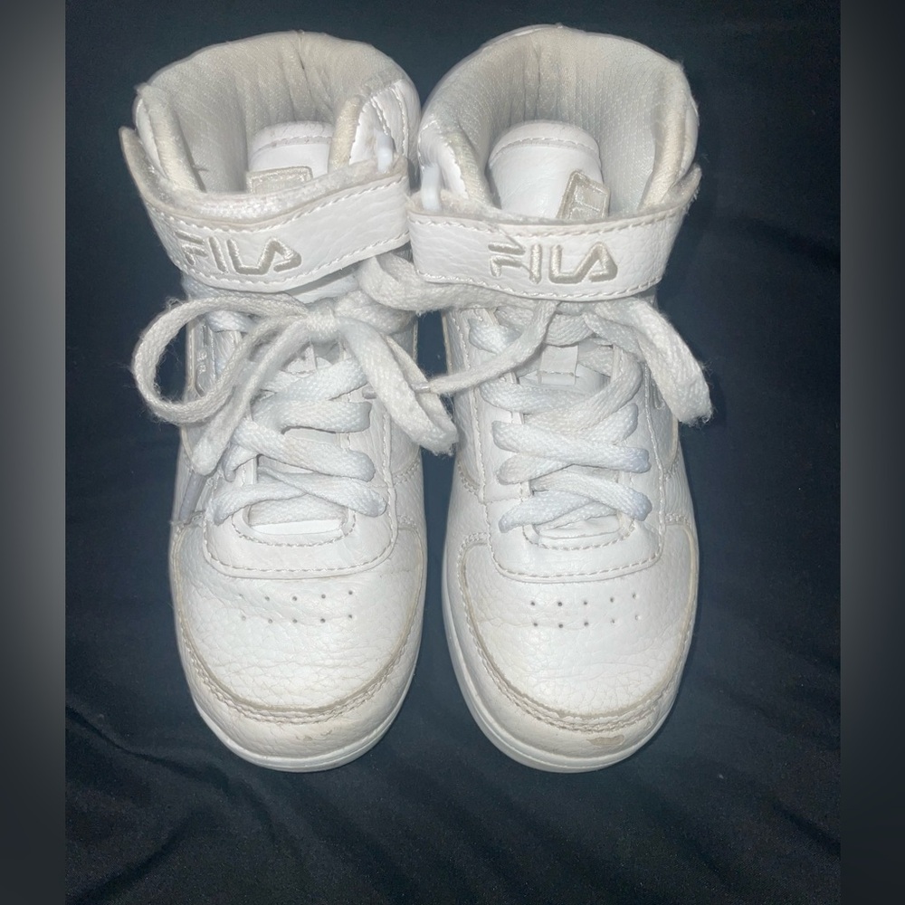 Fila Kids All-White High-Top Sneakers